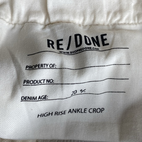 Re/Done High Rise Ankle Crop Jeans in Vintage White sz 27 - Picture 5 of 6